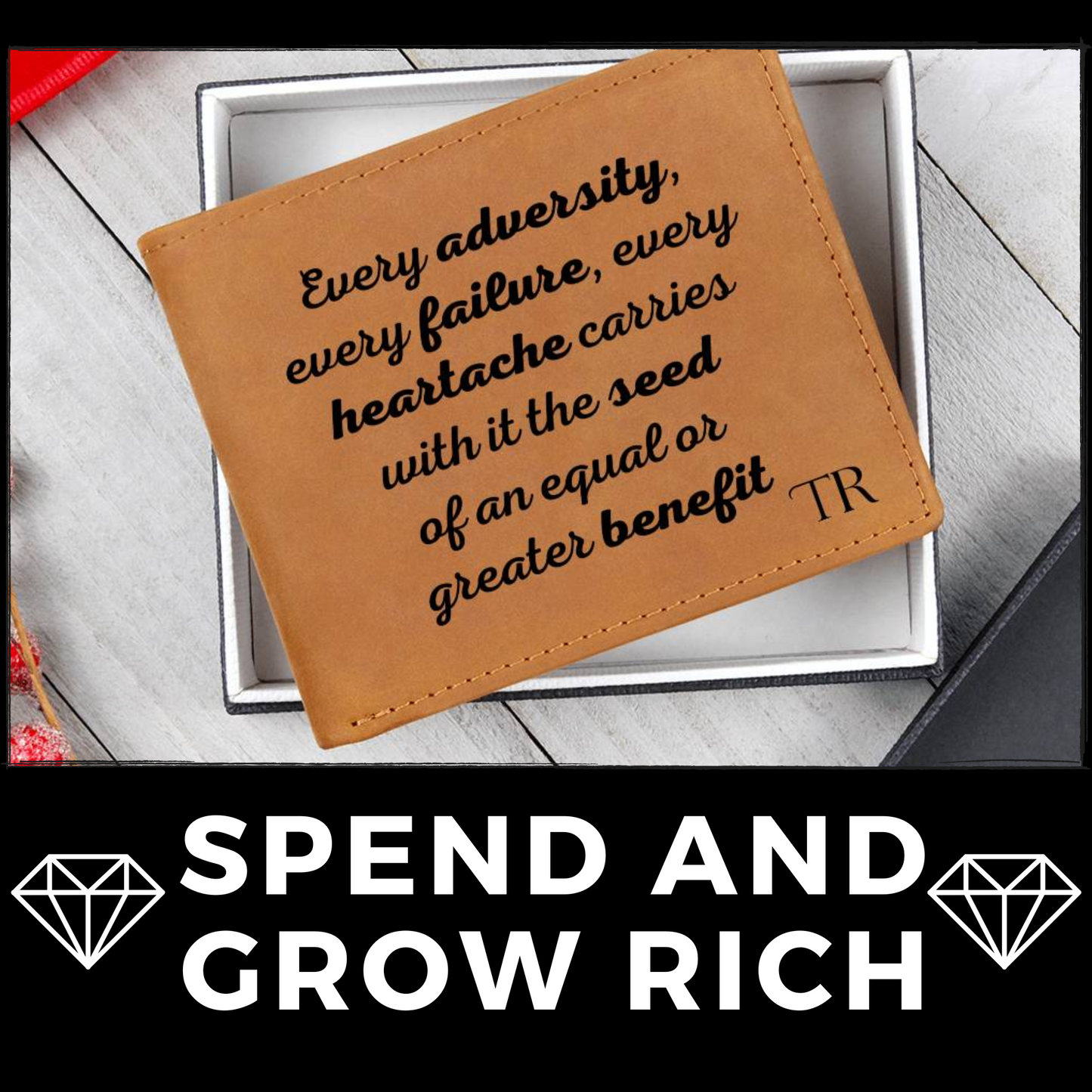 [Almost Sold Out] Personalized Every Adversity Carries A Greater Benefit - Gender Neutral Leather Wallet
