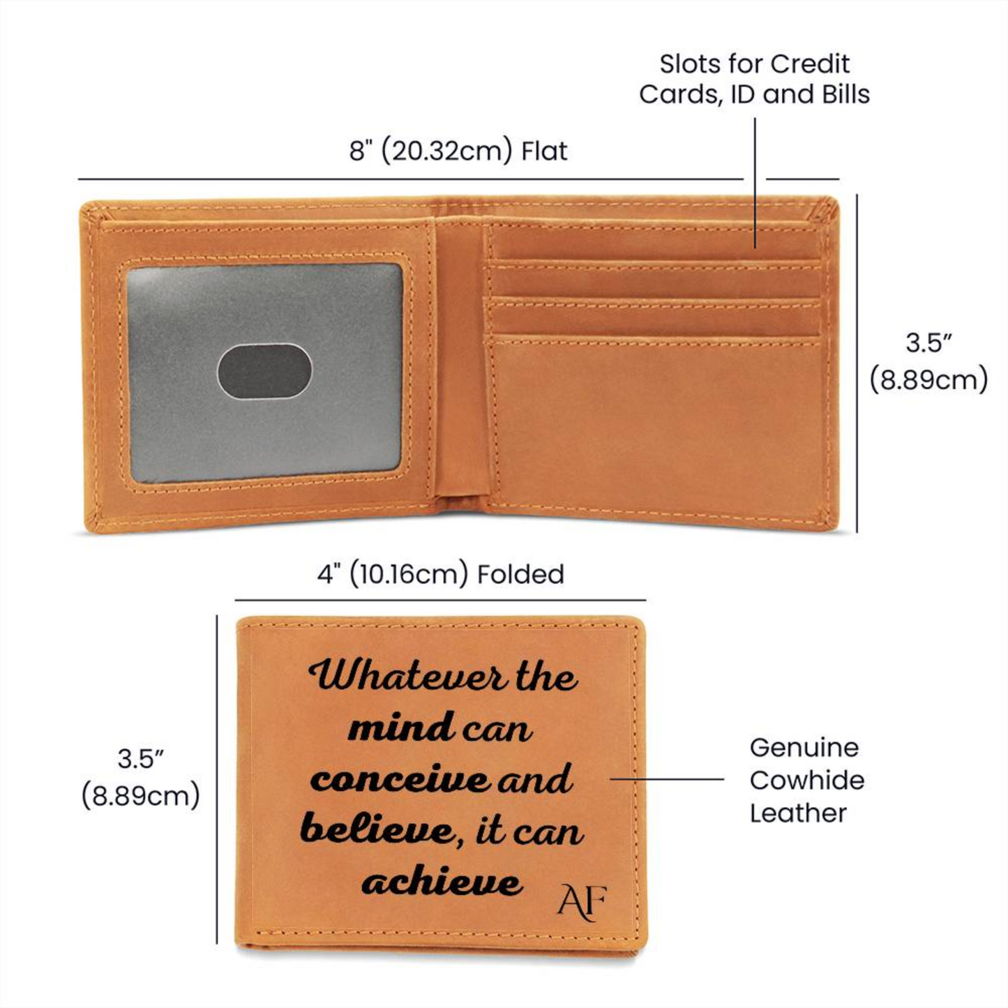 [Almost Sold Out] Personalized Whatever The Mind Can Conceive, It Can Achieve - Gender Neutral Leather Wallet