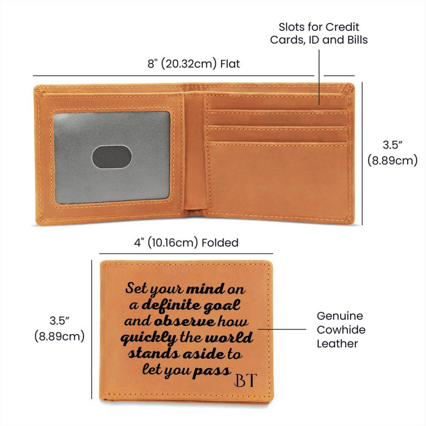 [Almost Sold Out] Personalized Set Your Mind To A Goal - Gender Neutral Leather Wallet