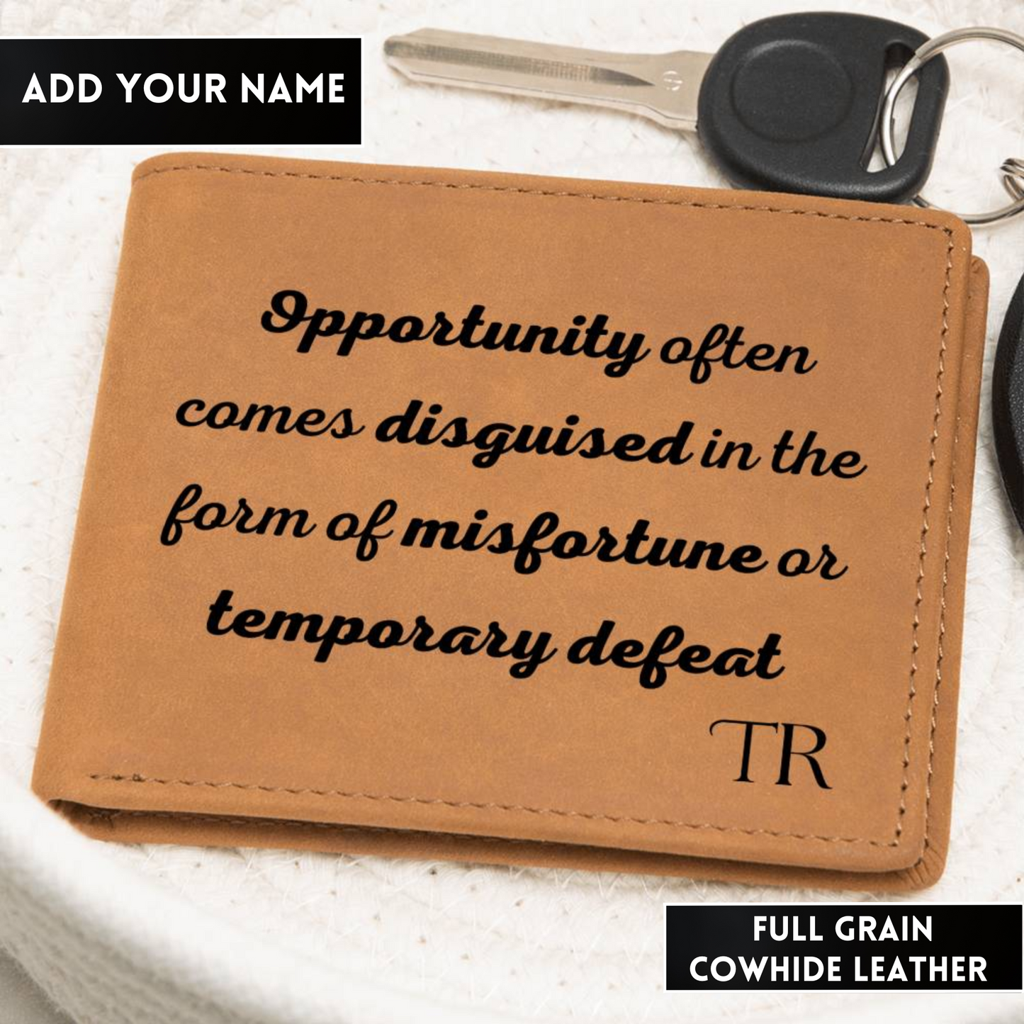 [Almost Sold Out] Personalized Opportunity Comes Disguised - Gender Neutral Leather Wallet
