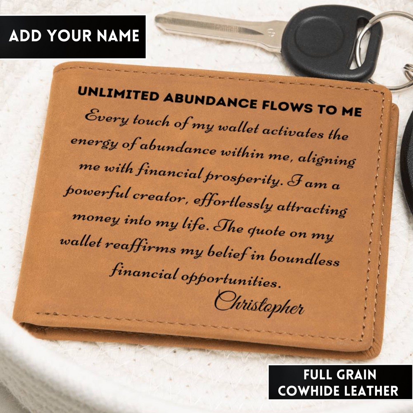[Almost Sold Out] Personalized Abundance Flows To Me Leather Wallet