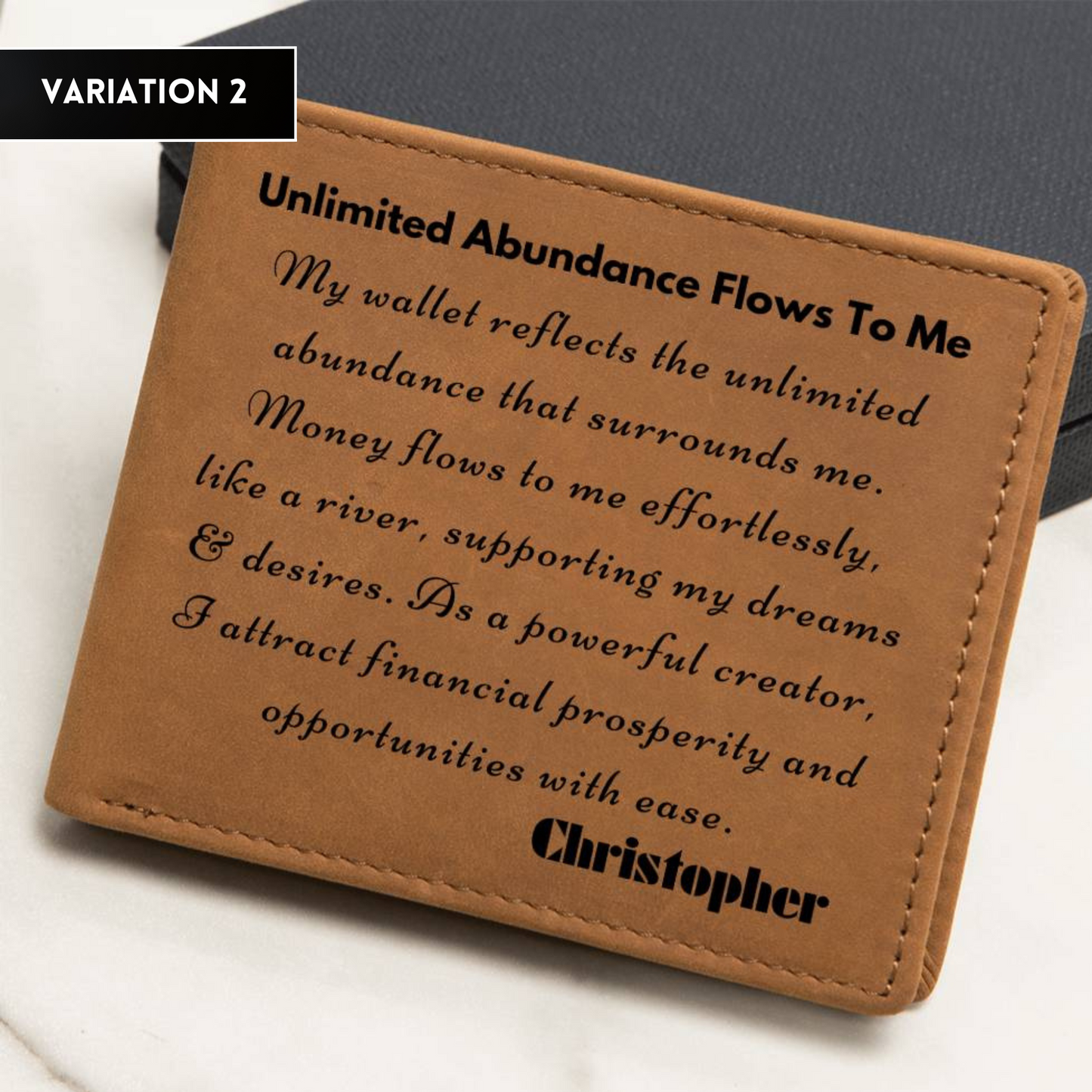 [Almost Sold Out] Personalized Unlimited Abundance Flows To Me - Gender Neutral Leather Wallet