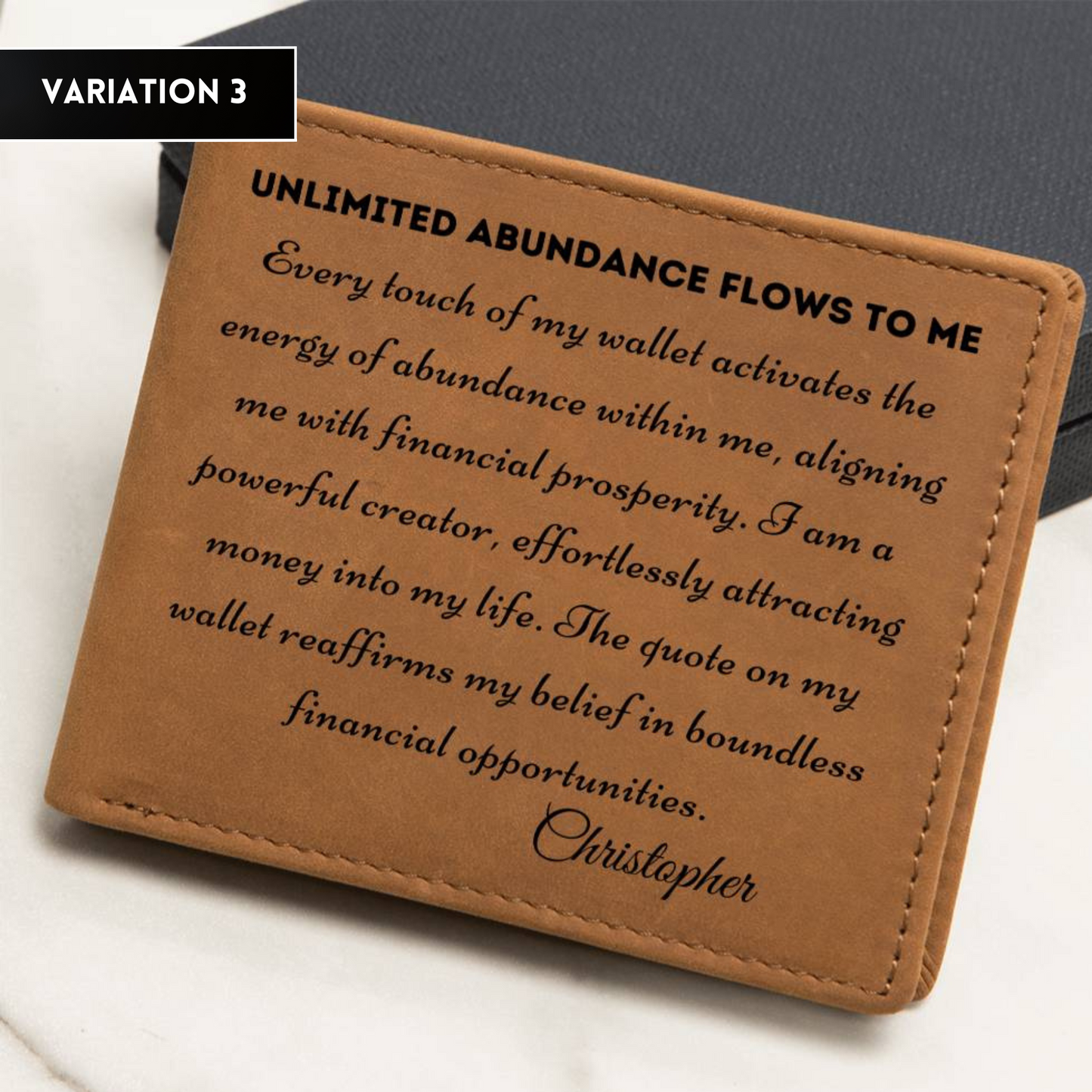 [Almost Sold Out] Personalized Unlimited Energy of Abundance Flows To Me - Gender Neutral Leather Wallet