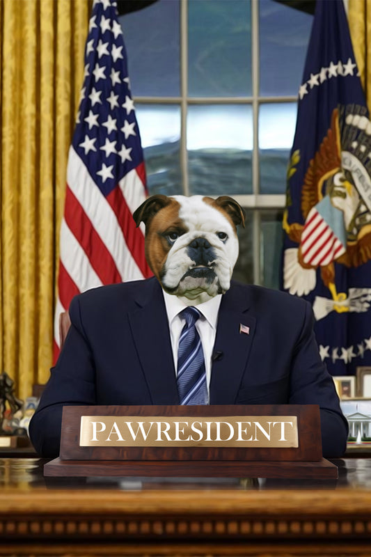 SEE YOUR BELOVED DOG AS THE PAWRESIDENT IN THIS BEAUTIFUL CANVAS