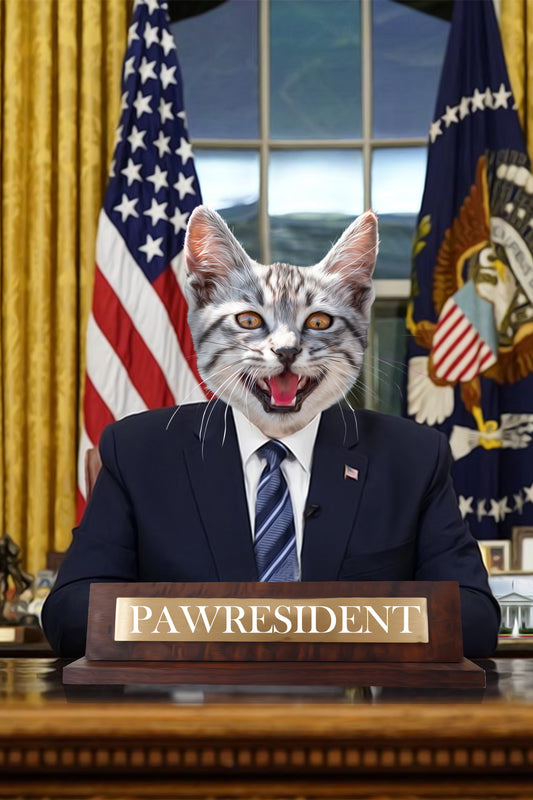 SEE YOUR BELOVED CAT AS THE PAWRESIDENT IN THIS BEAUTIFUL CANVAS