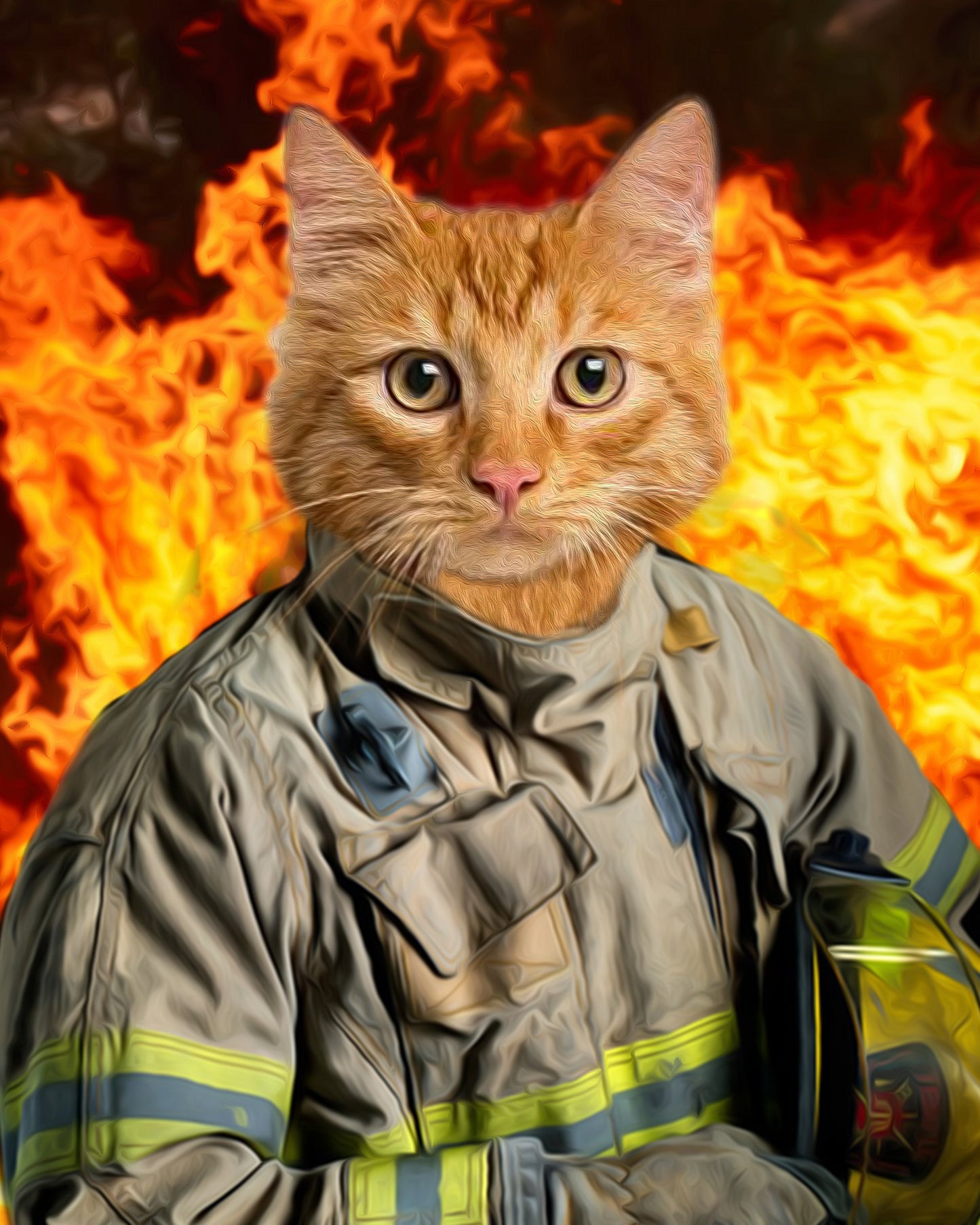 SEE YOUR BELOVED CAT BE A FIREFIGHTER ON CANVAS