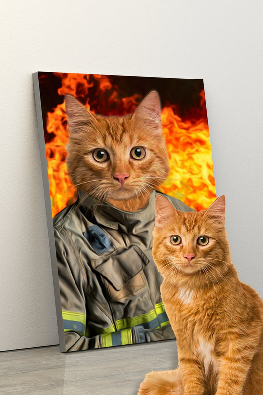 SEE YOUR BELOVED CAT BE A FIREFIGHTER ON CANVAS