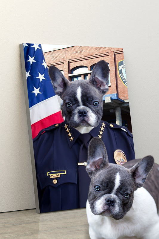SEE YOUR BELOVED DOG POLICE THE CITY ON CANVAS