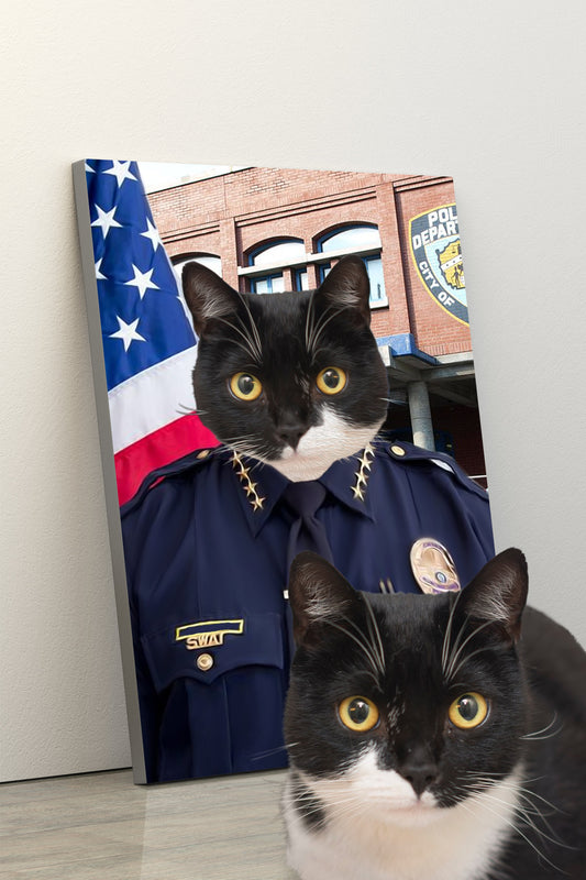 SEE YOUR BELOVED CAT POLICE THE CITY ON CANVAS