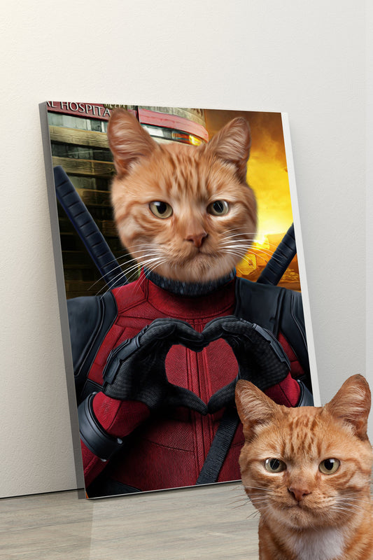 SEE YOUR BELOVED CAT LOOK LIKE DEAD POOL ON CANVAS