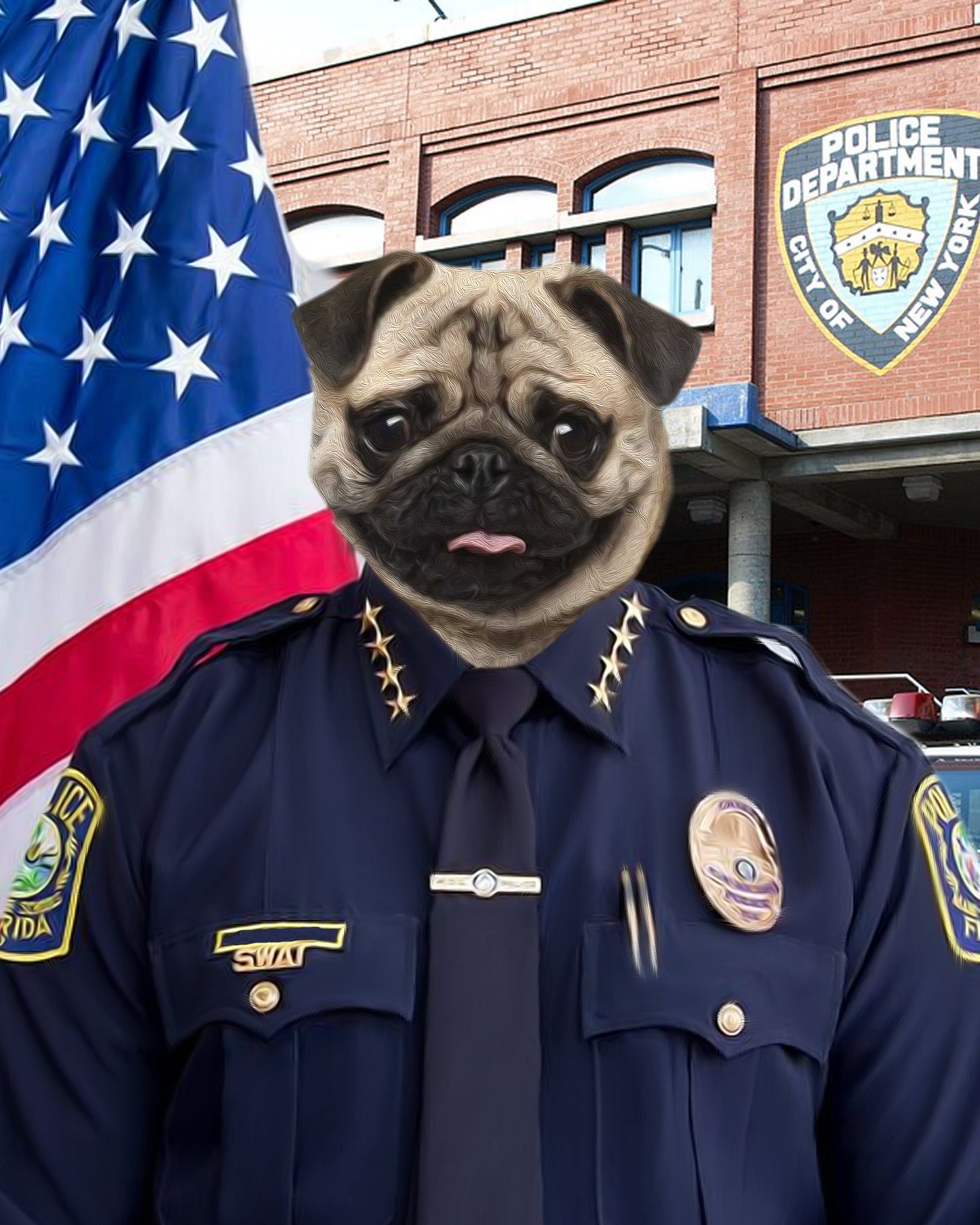 SEE YOUR BELOVED DOG POLICE THE CITY ON CANVAS
