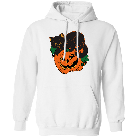 Black Cat on Pumpkin Halloween Hoodie