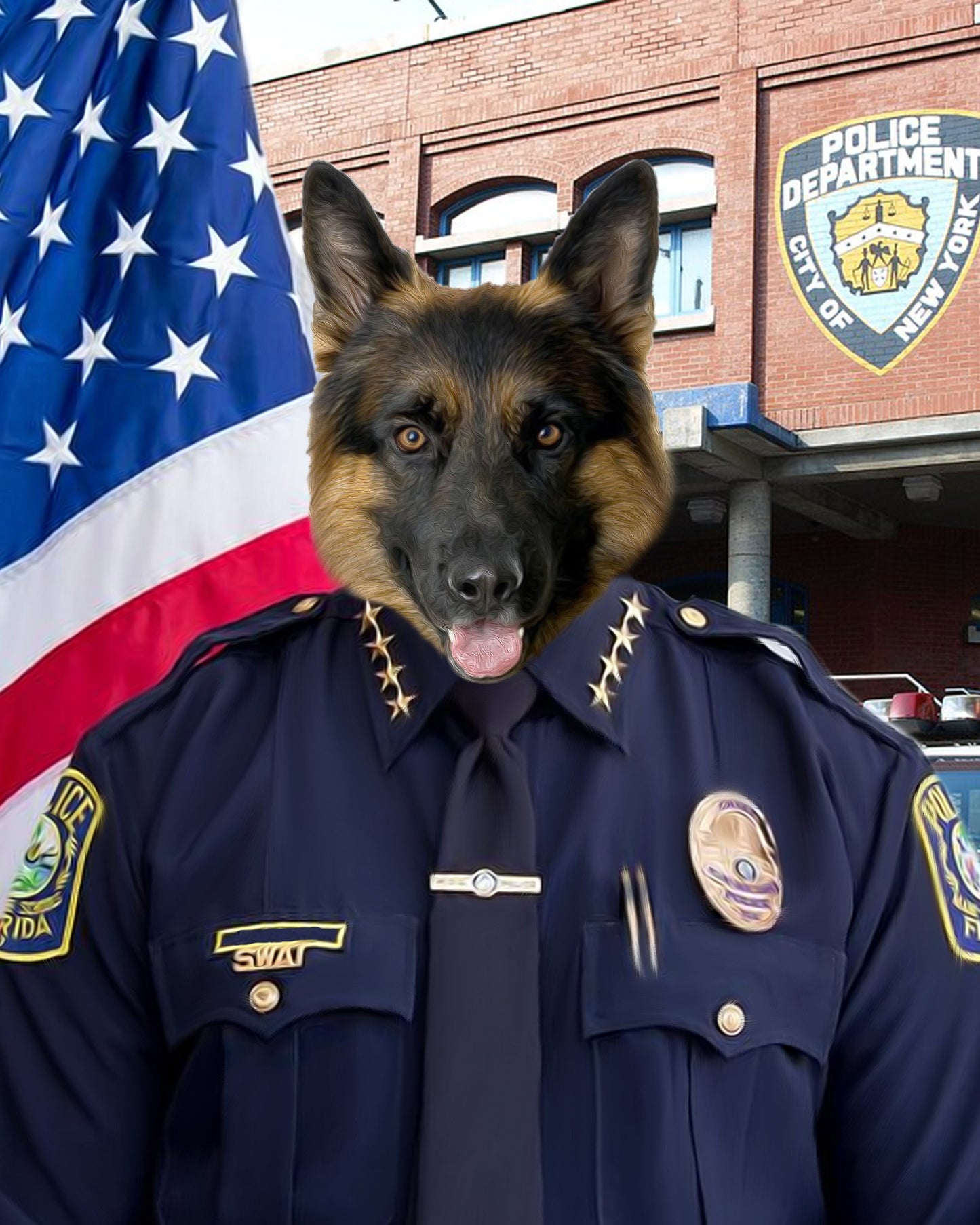 SEE YOUR BELOVED DOG POLICE THE CITY ON CANVAS