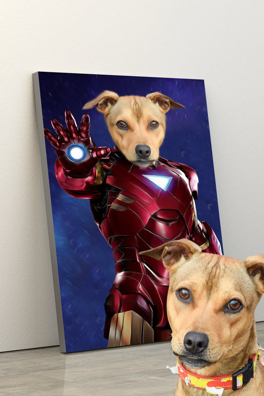 SEE YOUR BELOVED DOG IN AN IRON SUIT ON CANVAS
