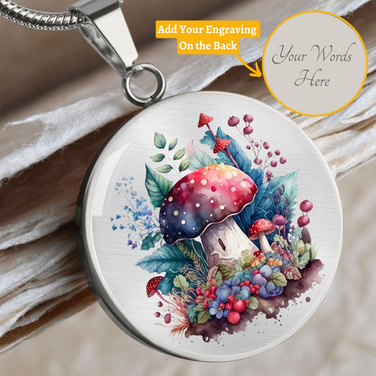 Almost Sold Out - Botanical Mushroom Garden Necklace - Circle Luxury Necklace