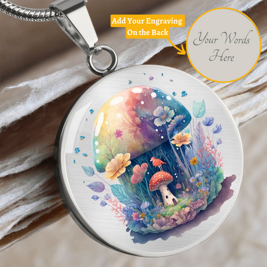 Almost Sold Out - Rainbow Mushroom Cottage Necklace - Circle Luxury Necklace