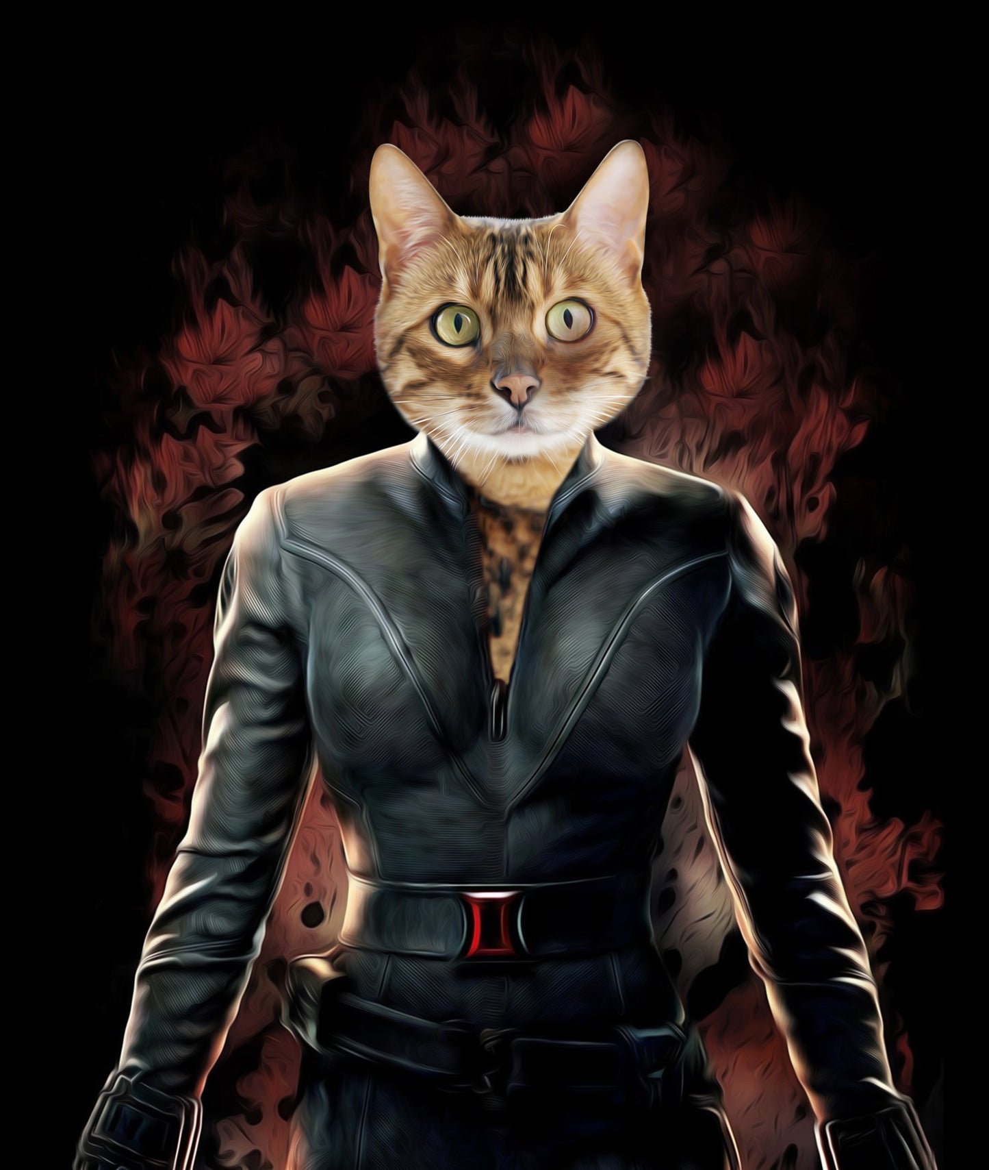 SEE YOUR BELOVED PET AS BLACK CAT WIDOW ON CANVAS