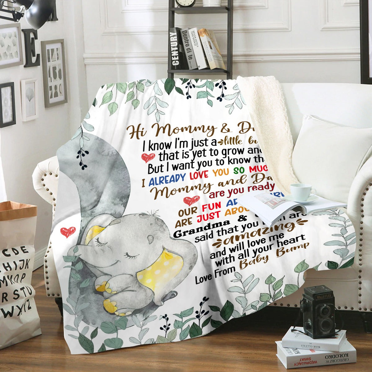 50% OFF SALE - HI MOMMY & DADDY  - I'M JUST A LITTLE BUMP - LOVE FROM BABY BUMP - COZY FLEECE/PREMIUM SHERPA BLANKET