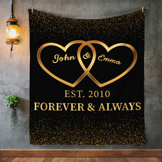 50% OFF SALE - PERSONALIZED FOREVER & ALWAYS BLANKET-  COZY FLEECE/PREMIUM SHERPA BLANKET