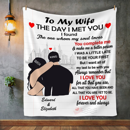 50% OFF SALE - PERSONALIZED TO MY WIFE BLANKET - I LOVE YOU - COZY FLEECE/PREMIUM SHERPA BLANKET