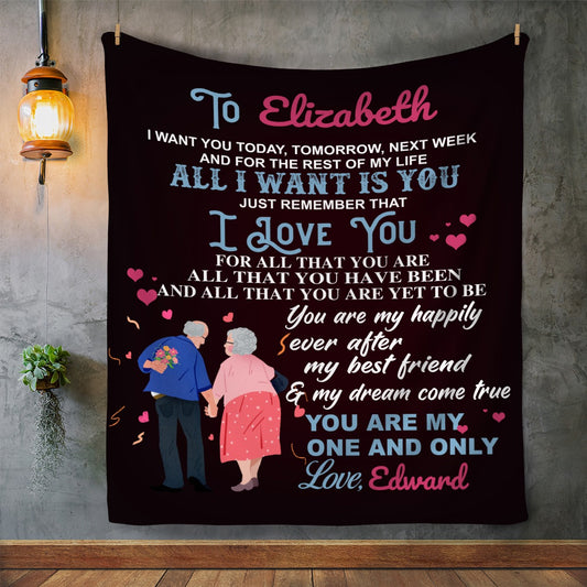 50% OFF SALE - PERSONALIZED COUPLE BLANKET - ALL I WANT IS YOU - COZY FLEECE/PREMIUM SHERPA BLANKET