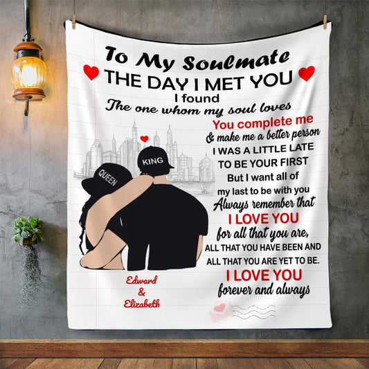 50% OFF SALE - PERSONALIZED TO MY SOULMATE BLANKET - COZY FLEECE/PREMIUM SHERPA BLANKET