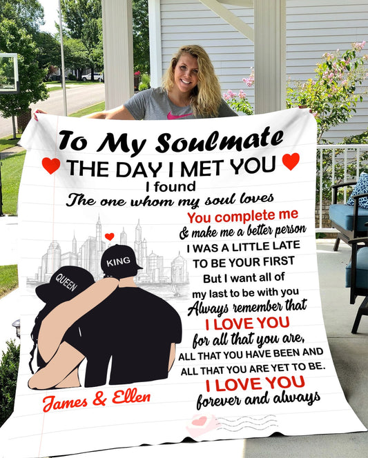 50% OFF SALE - PERSONALIZED TO MY SOULMATE BLANKET - COZY FLEECE BLANKET