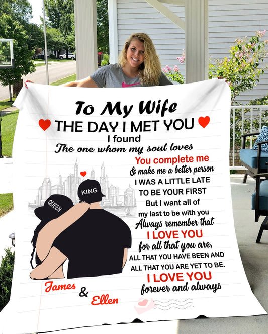 50% OFF SALE - PERSONALIZED TO MY WIFE BLANKET- YOU COMPLETE ME - COZY FLEECE/PREMIUM SHERPA BLANKET