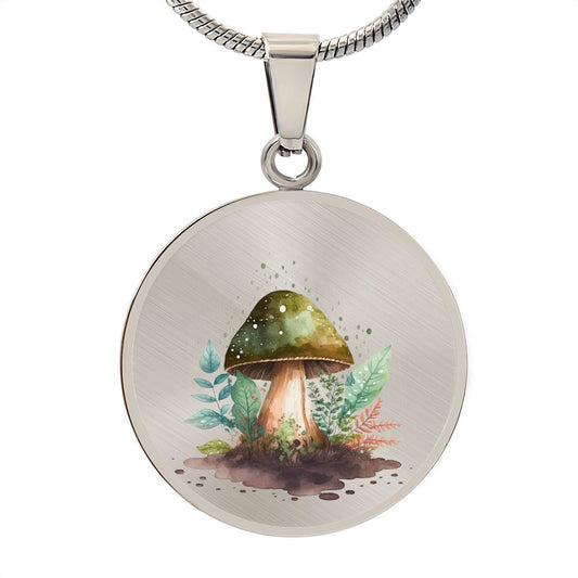 Almost Sold Out - Dark Green Mushroom Necklace - Circle Luxury Necklace