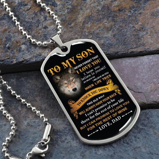 Almost Sold Out -  TO MY SON - DOG TAG NECKLACE FROM DAD