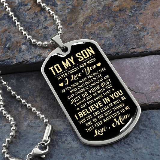 Almost Sold Out -  TO MY SON - DOG TAG NECKLACE FROM MOM