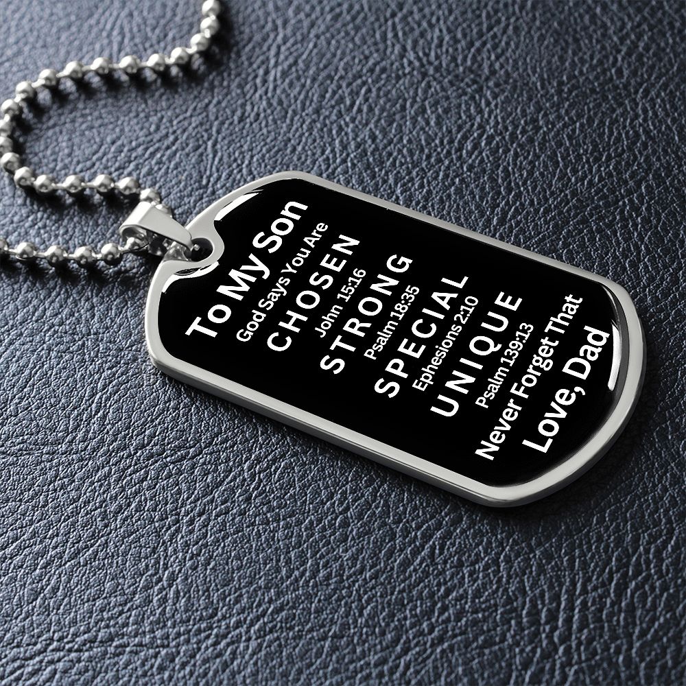 Almost Sold Out -  TO MY SON - DOG TAG NECKLACE