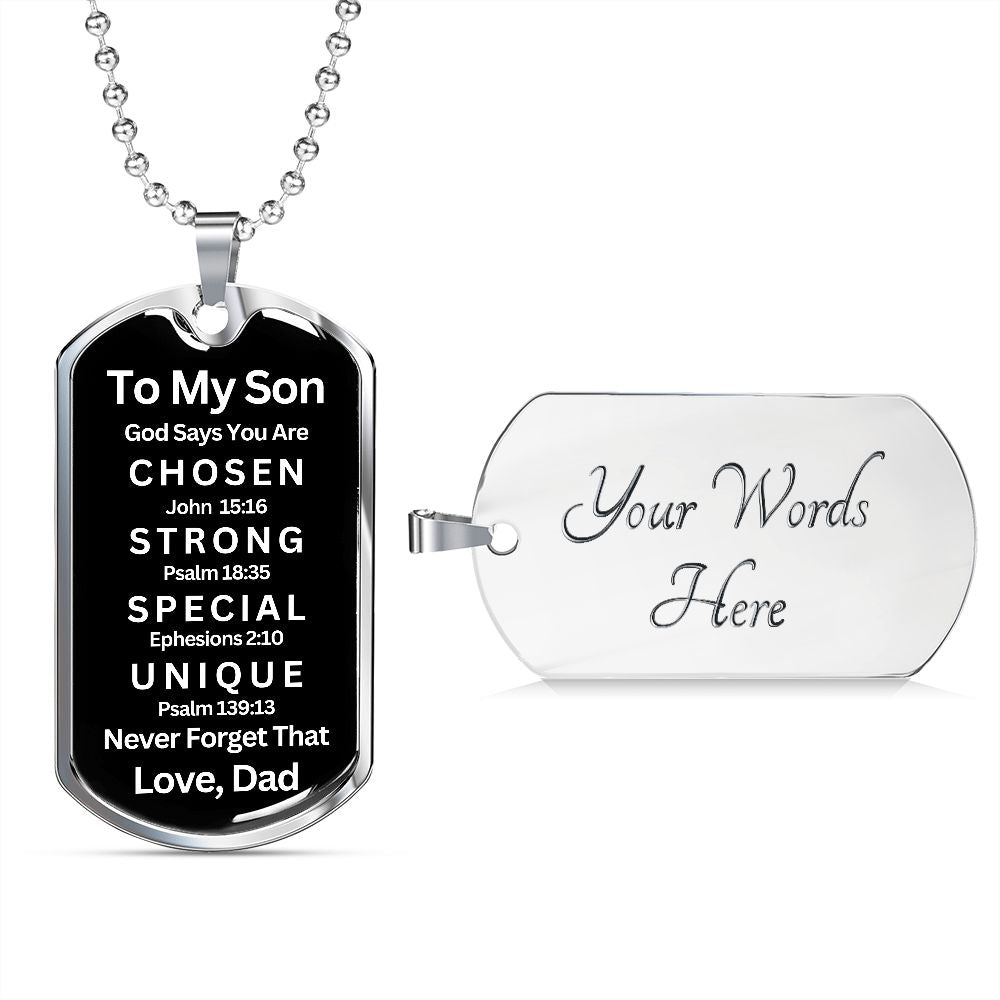Almost Sold Out -  TO MY SON - DOG TAG NECKLACE