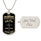 Almost Sold Out -  TO MY GRANDSON - DOG TAG NECKLACE