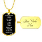 Almost Sold Out -  TO MY SON - DOG TAG NECKLACE