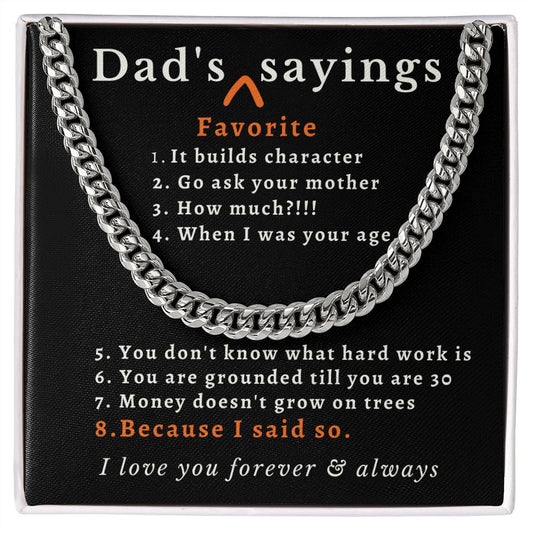 DAD'S FAVORITE SAYINGS - CUBAN LINK CHAIN NECKLACE