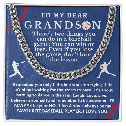 Almost Sold Out - TO MY DEAR GRANDSON - CUBAN LINK CHAIN NECKLACE