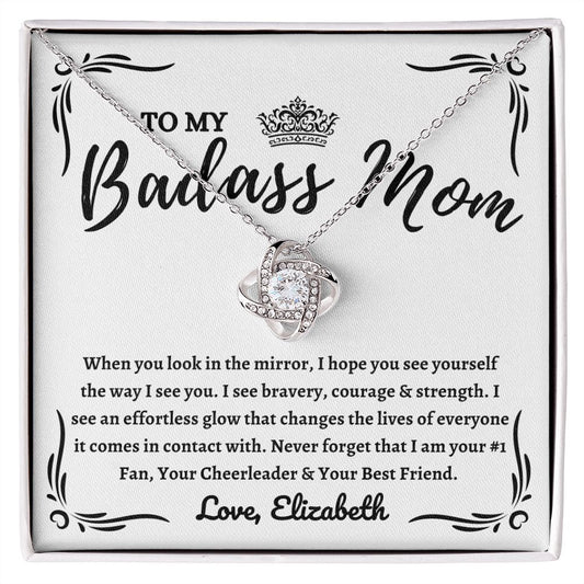 Almost sold out - Personalized Necklace - To my Badass Mom - Beautiful Love Knot Necklace