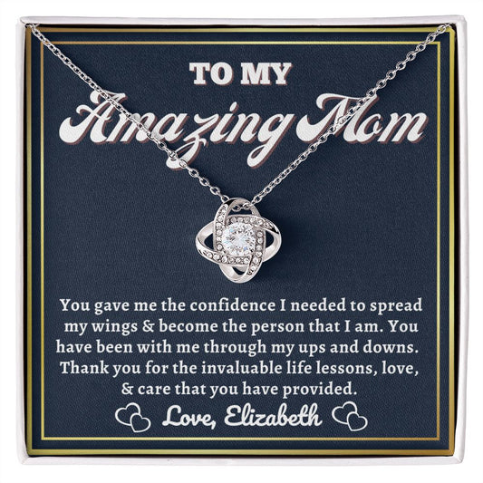 Almost sold out - Personalized Necklace - To my Amazing Mom -Beautiful  Love Knot Necklace