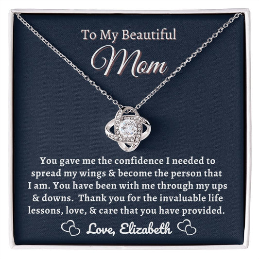 Almost sold out - Personalized Necklace - To my Mom - Beautiful Love Knot Necklace