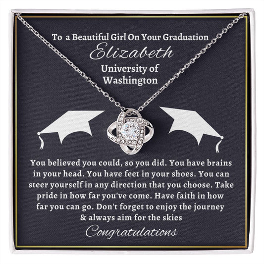 Almost sold out- Personalized Necklace - To my Daughter For Graduation - Beautiful Love Knot Necklace