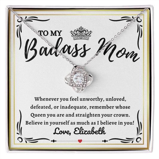 Almost sold out- Personalized Necklace - To my Badass Mom - Beautiful Love Knot Necklace