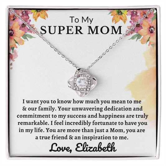 Almost sold out - Personalized Necklace - To my Super Mom - Beautiful Love Knot Necklace - Etsy