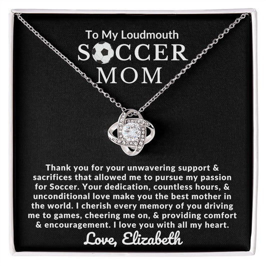 Almost sold out - Personalized Necklace - To my Soccer Mom - Beautiful Love Knot Necklace