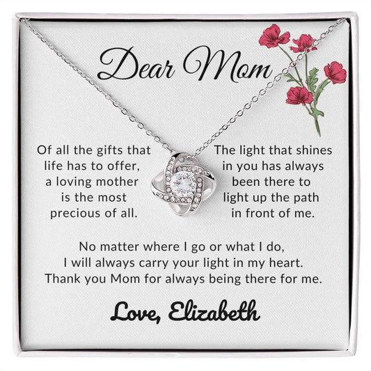 Almost sold out - Personalized Necklace - To my Mom - Beautiful Love Knot Necklace