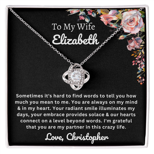 Almost sold out - Personalized Necklace - To my Wife - Beautiful Love Knot Necklace