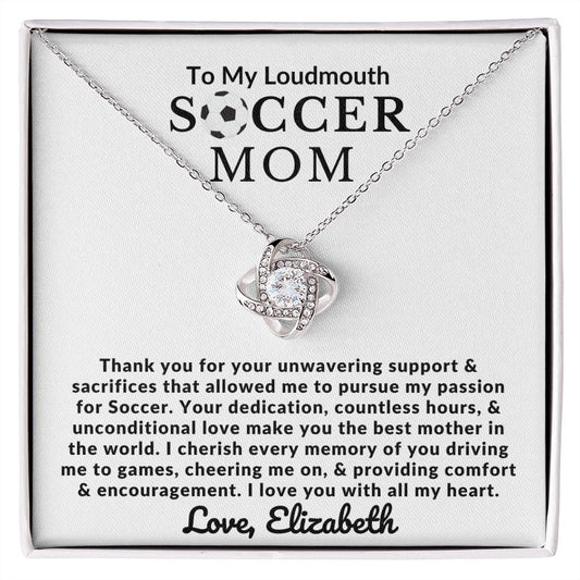 Almost sold out - Personalized Necklace - To my Soccer Mom - Beautiful Love Knot Necklace