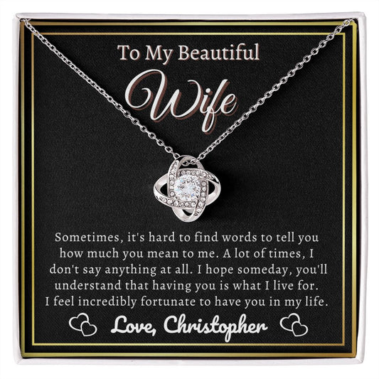 Almost sold out - Personalized Necklace - To my Wife - Beautiful Love Knot Necklace