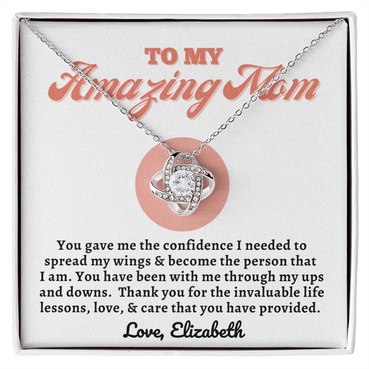 Almost sold out- Personalized Necklace - To my Amazing Mom - Beautiful Love Knot Necklace