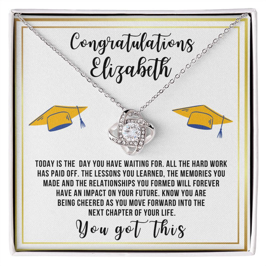 Almost sold out- Personalized Necklace - To my Daughter For Graduation - Beautiful Love Knot Necklace